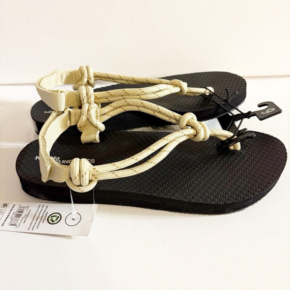 No Boundaries Women's Rope Thong Sandal Beige 9